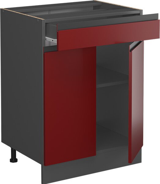 Spodní skříňka kuchyňské linky Vicco R-Line Červená 60 cm Tvar J, se zásuvkou, bez pracovní desky, Model 39718