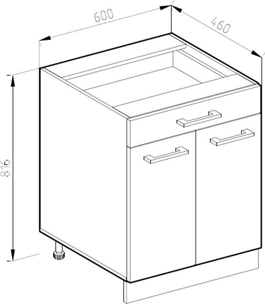 Spodní skříňka kuchyňské linky Vicco R-Line Červená 60 cm Tvar J, se zásuvkou, bez pracovní desky, Model 39718