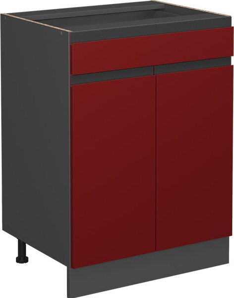 Spodní skříňka kuchyňské linky Vicco R-Line Červená 60 cm Tvar J, se zásuvkou, bez pracovní desky, Model 39718