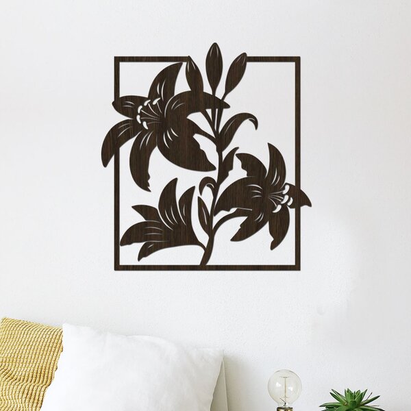 Dřevěná dekorace na stěnu LILIE I | Rozměry (cm): 37x40 | Zvolte barvu dekoru: Wenge