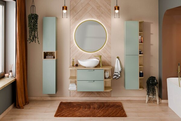Sada skříňka Comad Aster Green ASTER GREEN 82-60-46-2S, umyvadlo Comad Smile UM-6252SMILE40DP, CREMONA 89-60-46 M