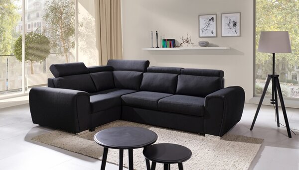 Rohová sedací souprava Ward (černá) (L). Akce -20%