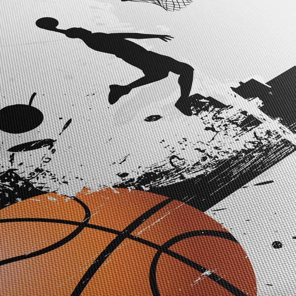 Obraz - Hráč basketbalu (s hodinami) (90x30 cm)