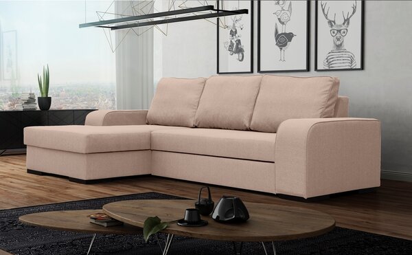 Rohová sedací souprava Fonda (růžová) (L). Akce -20%