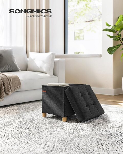 SONGMICS Taburet s úložným prostorem Cenry 38 cm černý