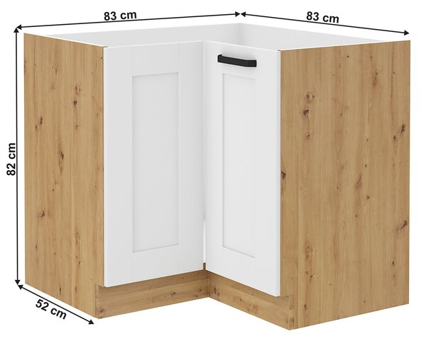 Kondela Dolní rohová kuchyňská skříňka Lula 89x89 ND 1F BB - bílá / dub artisan