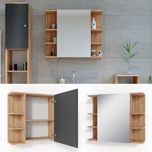 Koupelnová zrcadlová skříňka Vicco Fynn Zlatý mocný dub 79.6 x 64 cm, Model 31924