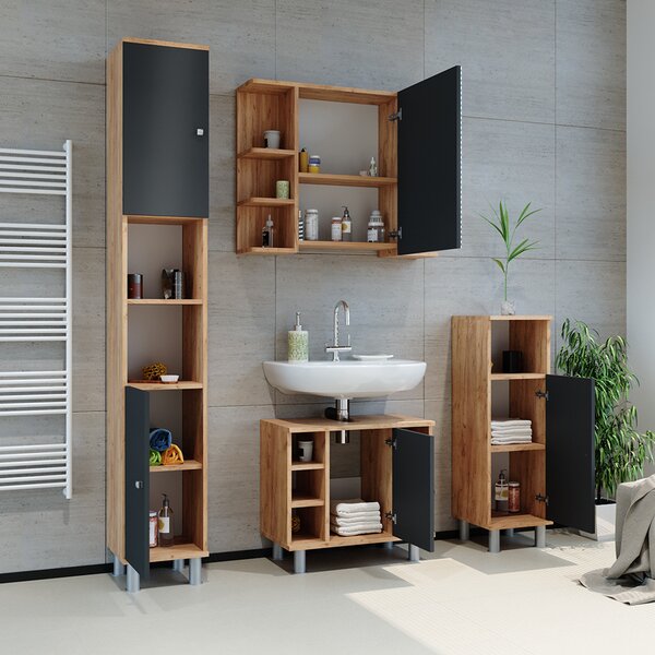 Koupelnová zrcadlová skříňka Vicco Fynn Zlatý mocný dub 79.6 x 64 cm, Model 31924
