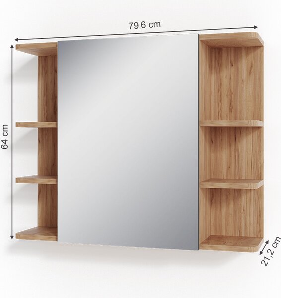 Koupelnová zrcadlová skříňka Vicco Fynn Zlatý mocný dub 79.6 x 64 cm, Model 31924