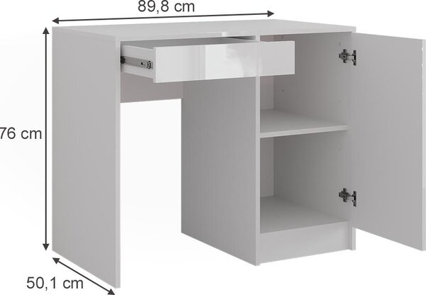 Toaletní stolek Vicco Sherry Bílá/bílý vysoký lesk 89.8 cm, Model 57711