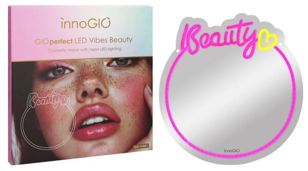 Kosmetické zrcátko GIOperfect Vibes Beauty s neonovo LED osvětlením