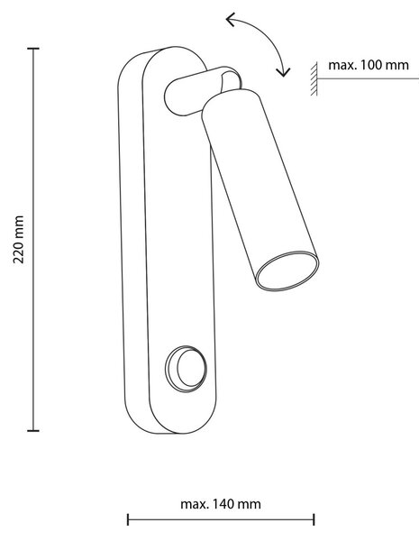 Bodové svítidlo TK 6621 ENZO s vypínačem černá
