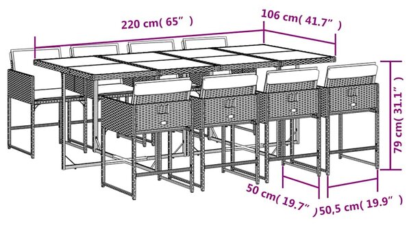 9dílný zahradní jídelní set s poduškami béžový polyratan 3211282