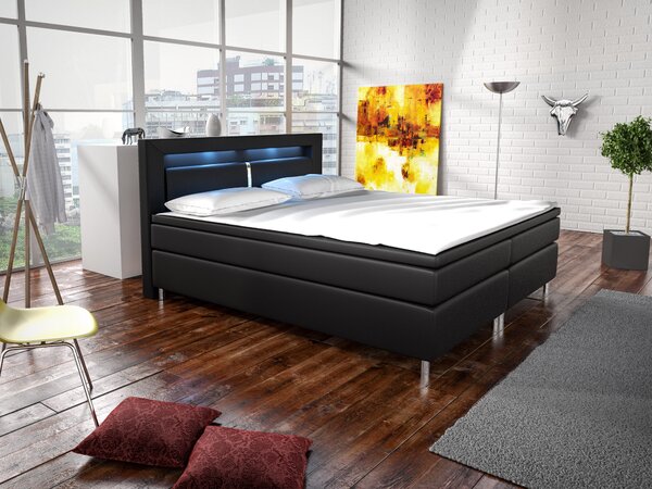 Manželská postel Boxspring 140 cm Marilia I (černá) (s matracemi)
