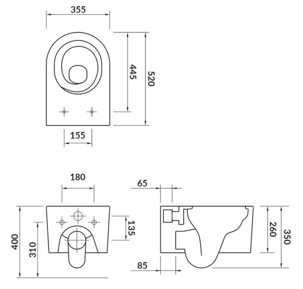 Sada záchodová mísa Cersanit Inverto K671-001-ECO, záchodové prkénko Cersanit Inverto K98-0187-ECO