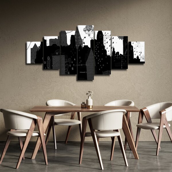 Obraz - Město s nápisy a vzory (210x100 cm)