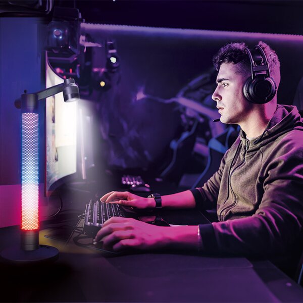Solight LED stmívatelná lampička s RGB podsvícením, 10W, 600lm, změna chromatičnosti, dálkový ovladač WO67