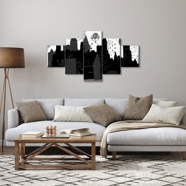 Obraz - Město s nápisy a vzory (125x70 cm)