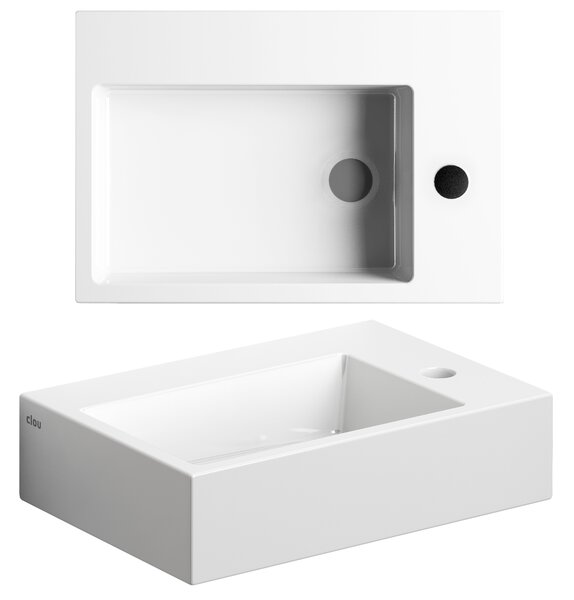 Clou Flush umyvadlo 42.5x29 cm obdélníkový klasický-na pult bílá lesk CL/03.03220