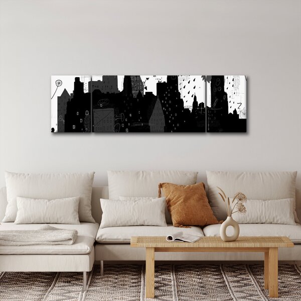Obraz - Město s nápisy a vzory (170x50 cm)