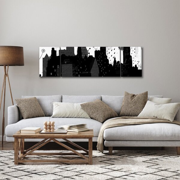 Obraz - Město s nápisy a vzory (170x50 cm)