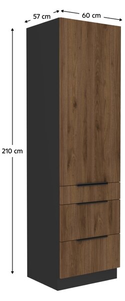 Kondela Potravinová skříň Menzo 60 DKS-210 3S1F - černá / ořech
