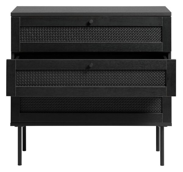 Černá nízká komoda v dekoru dubu 80x75 cm Pensacola – Unique Furniture