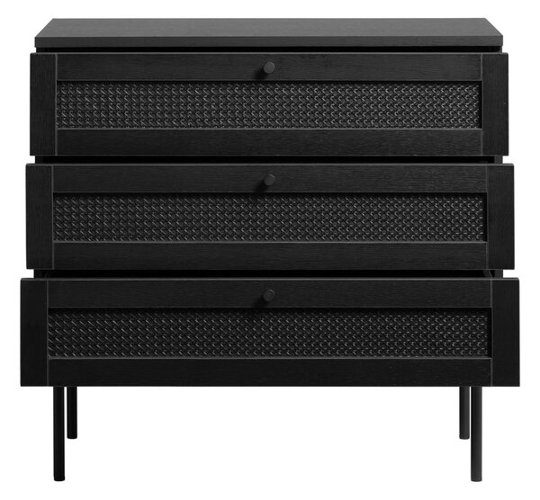 Černá nízká komoda v dekoru dubu 80x75 cm Pensacola – Unique Furniture