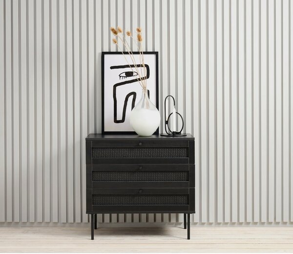 Černá nízká komoda v dekoru dubu 80x75 cm Pensacola – Unique Furniture