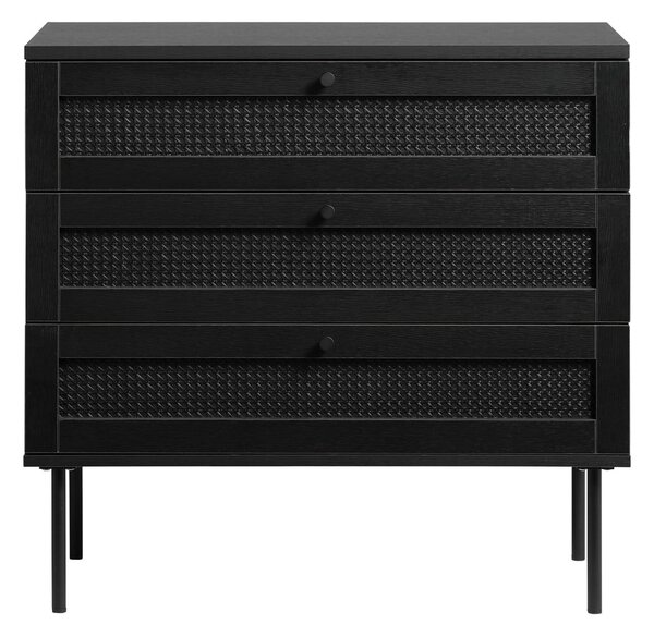 Černá nízká komoda v dekoru dubu 80x75 cm Pensacola – Unique Furniture