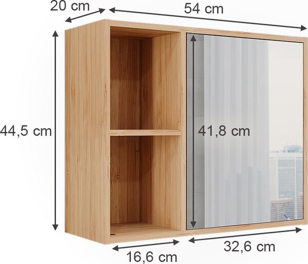Koupelnová skříňka se zrcadlem Vicco Lucie Bambus 54 x 44.5 cm se zrcadlem, Model 50121