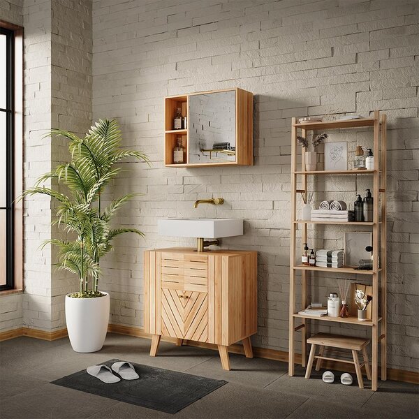 Koupelnová skříňka se zrcadlem Vicco Lucie Bambus 54 x 44.5 cm se zrcadlem, Model 50121