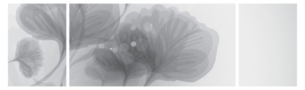 Obraz květin v šedých odstínech (170x50 cm)