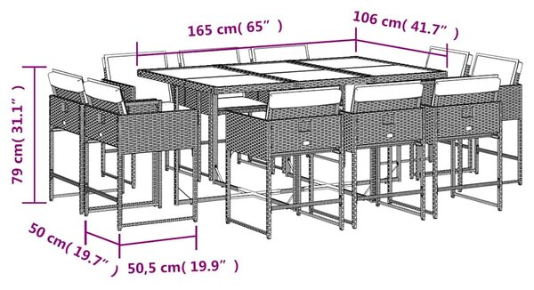 11dílný zahradní jídelní set s poduškami béžový polyratan 3211390