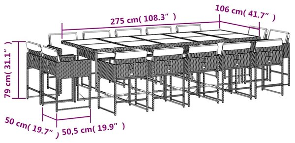 15dílný zahradní jídelní set s poduškami béžový polyratan 3211414