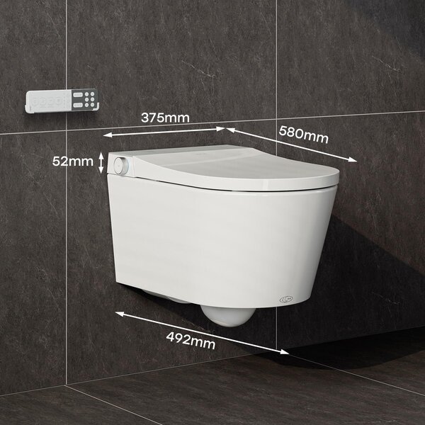 HOROW Inteligentní sprchový klozet bez ráfku, vyhřívaný bidet, elektrický klozet, japonské WC, sušení teplým vzduchem, péče o ženy, noční světlo