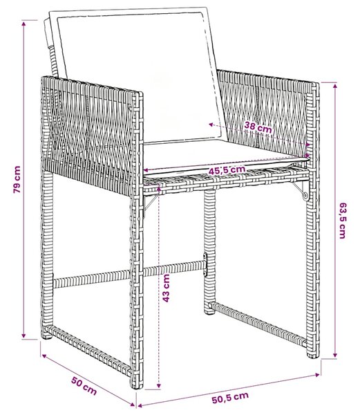 9dílný zahradní jídelní set s poduškami šedý polyratan 3211460