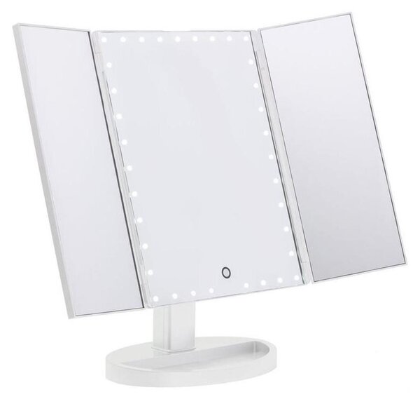 UNIQ Hollywood LED kosmetické zrcátko, trojité zrcátko na líčení se 2× a 3× zvětšením, bílé