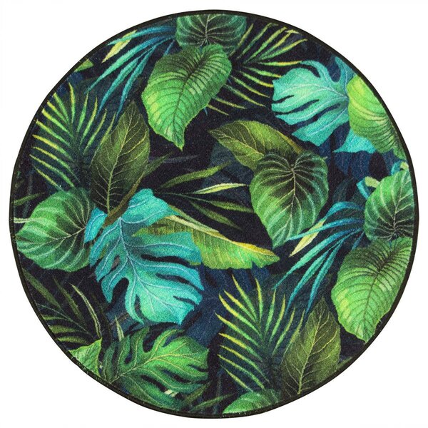 Kulatý koberec Monstera listy palmy zelený Rozměr: průměr 80 cm