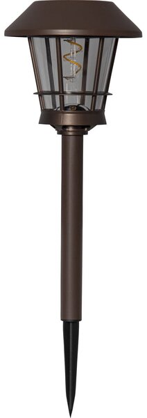 Hnědé venkovní solární LED svítidlo Star Trading Fergus, výška 35 cm