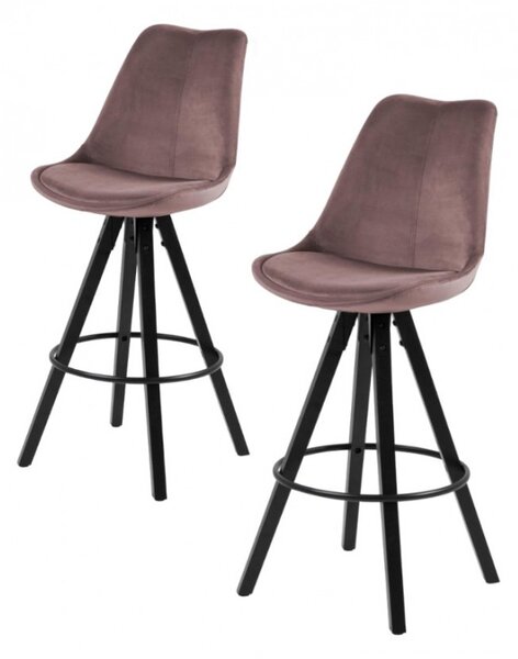 Barová židle Edima XI - set 2 ks Dusty rose mikro / dark rubber