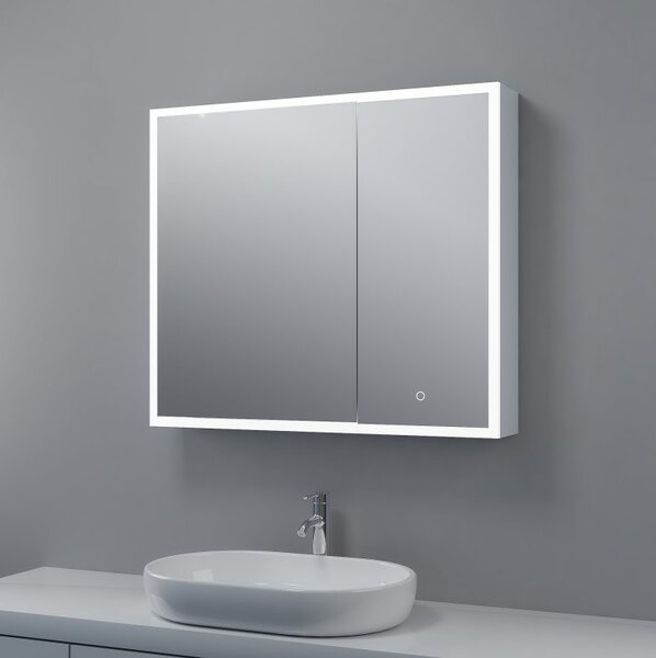 LED galerka 80×70 cm s oboustranným zrcadlem a kosmetickým zrcátkem