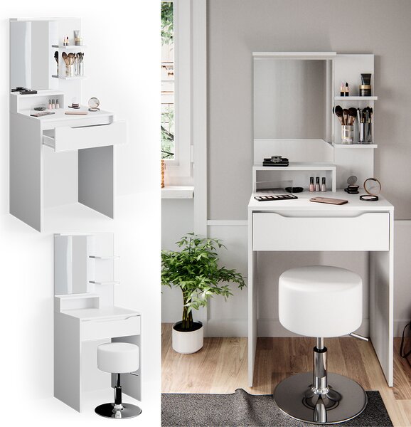 Toaletní stolek Vicco Ruben Bílá 60 cm s taburetem, Model 34610