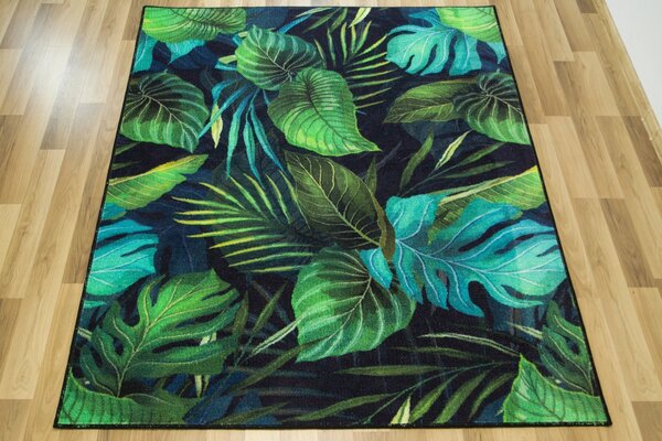 Balta Kusový koberec Monstera Listy palmy zelený Rozměr: 100x150 cm