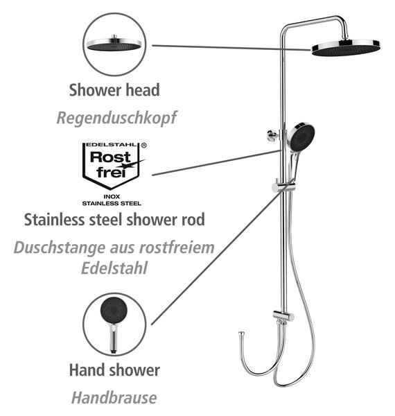 Sprchový set z nerezové oceli v leskle stříbrné barvě 120 cm Soft Water – Wenko