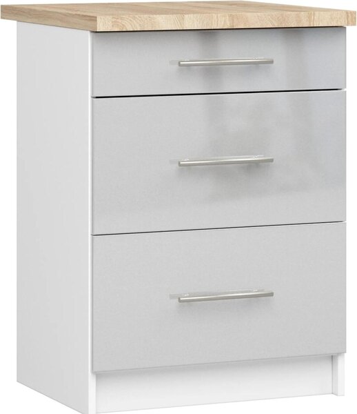 AKORD Furniture Factory KS0POLIBIAMETPOL3S007, Bílá, 16 mm, 3 zásuvka/zásuvek, 460 mm, 600 mm, 850 mm