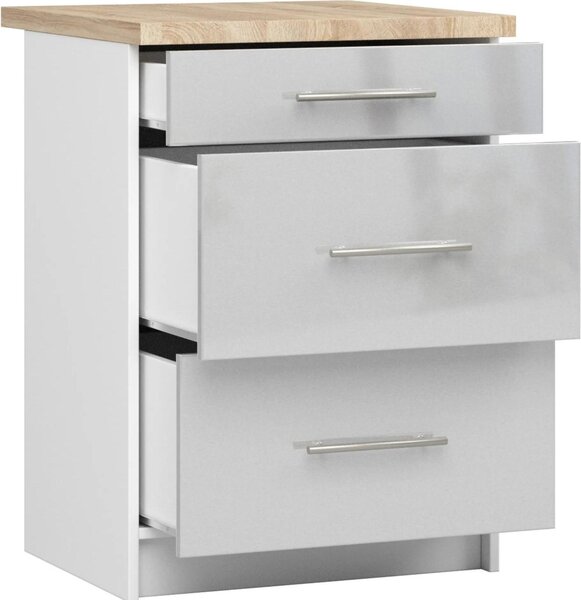 AKORD Furniture Factory KS0POLIBIAMETPOL3S007, Bílá, 16 mm, 3 zásuvka/zásuvek, 460 mm, 600 mm, 850 mm