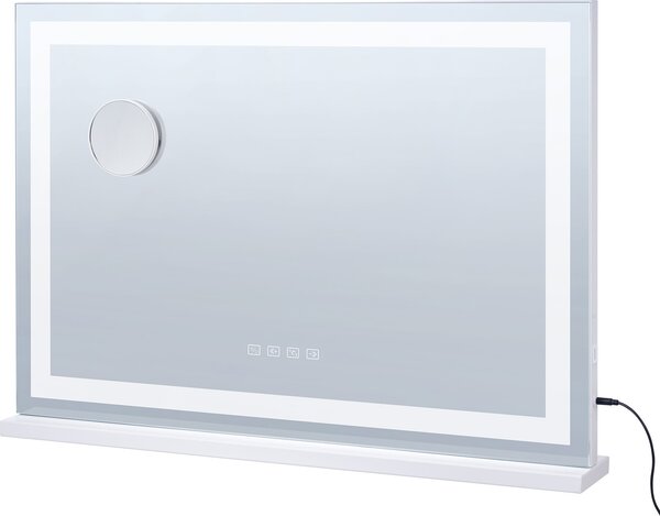 SucceBuy Velké kosmetické zrcátko od - Světla, Bluetooth, 3 barvy, 5x zvětšení, USB, 31,5 x 21,7 palců, bílé