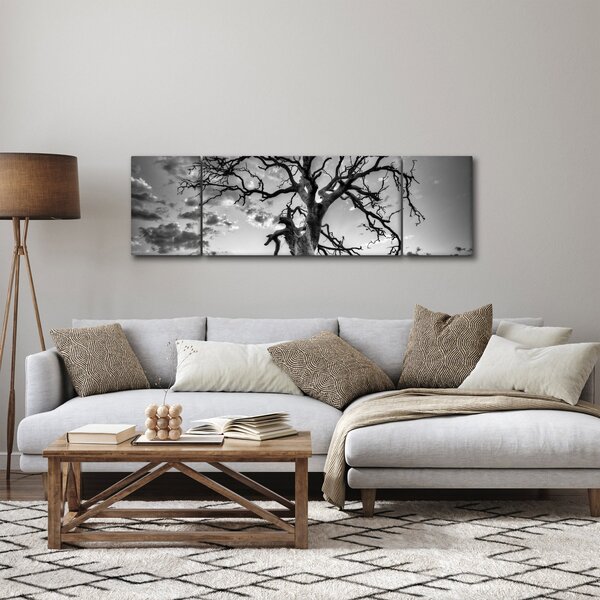 Obraz - Černobílý strom (170x50 cm)