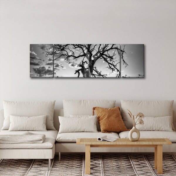 Obraz - Černobílý strom (170x50 cm)